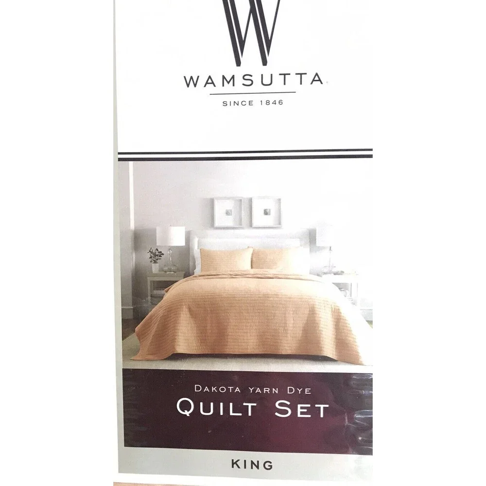 NEW Wamsutta Dakota 3 pc King Quilt Set Orange Cotton Viscose coverlet bedspread
